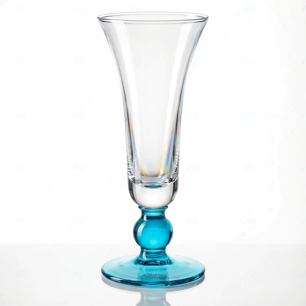 Premium Eisglas Carrara türkisblau 400ml von ADRIAGEL® - skulpturaler Höhen-Champion mit 240mm und Bubble-Baluster-Stiel für moderne Parfait-Türme mit maximaler Tischpräsenz