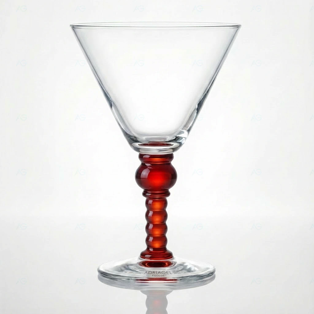 Catania | Eisglas | Rot Handgefertigtes Catania Sunset Red 500ml - ADRIAGEL® Volumen-Champion mit Bubble-Perlenstiel, präsentiert als majestätische Fruchtkreation mit 5+ Kugeln und ganzen Früchten