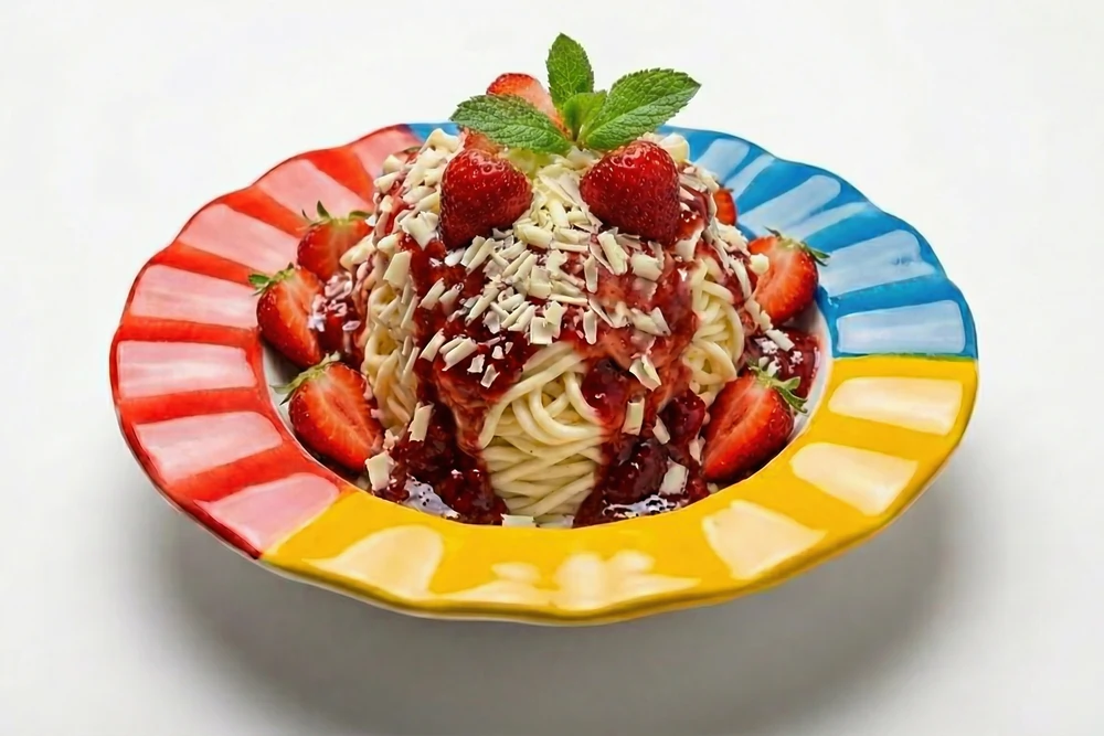 Handbemalter Spaghettieisteller aus hochwertigem Porzellan · 3 Farben Handbemalter Spaghettieisteller aus hochwertigem Porzellan · 3 Farben